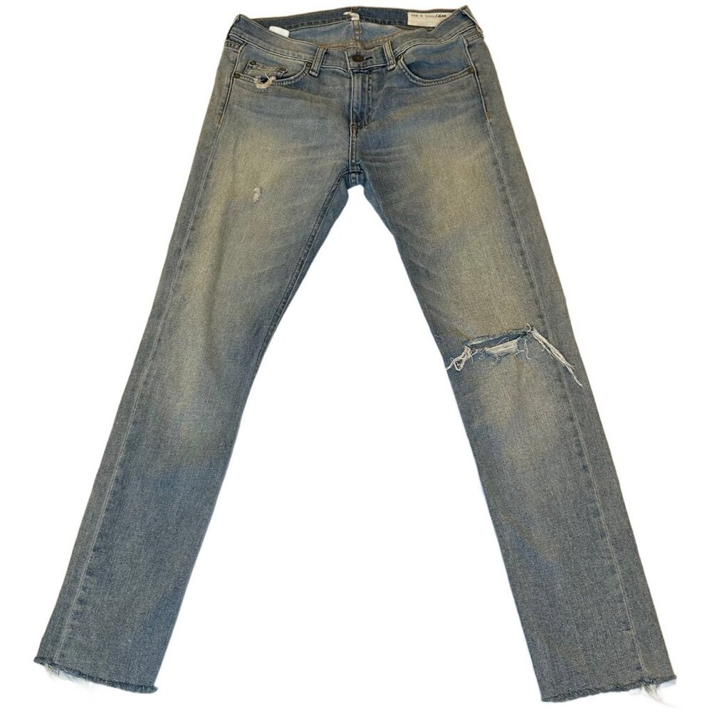 rag & bone Dre Capri Jeans Womens 27 Distressed Made in USA Frayed Raw Hem - Picture 2 of 10